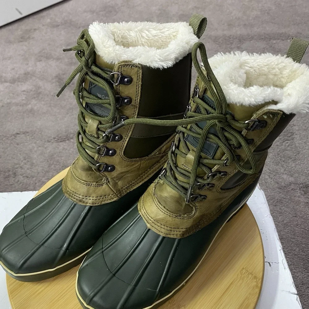 Creative Recreation Women's Leather Duck Boots in Tan / Green Size 10 US Fauxfur